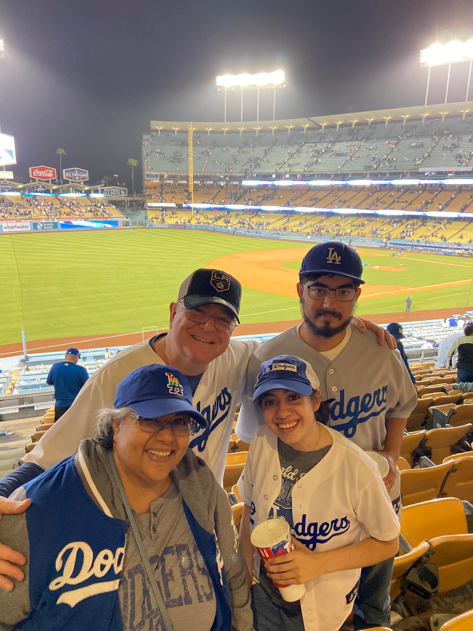 A picture of my family and I at a baseball game